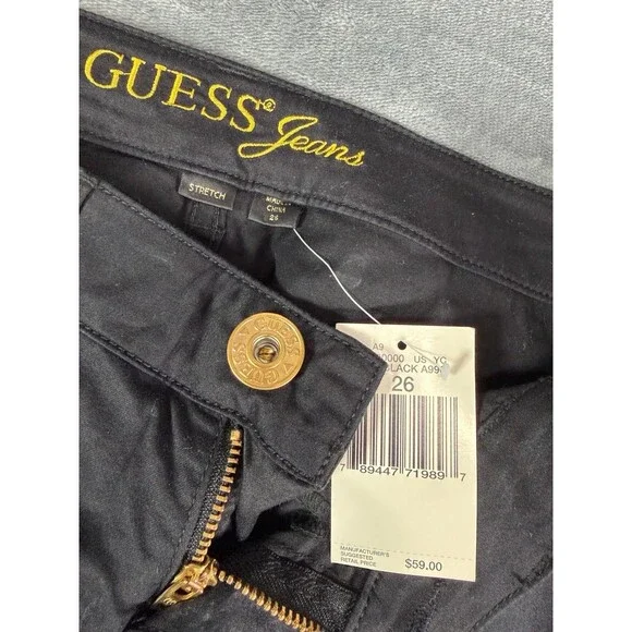 Guess Women’s Jet Black Shorts Size 26 NWT Stretch Casual Summer Dressy A996 NEW - Picture 9 of 9